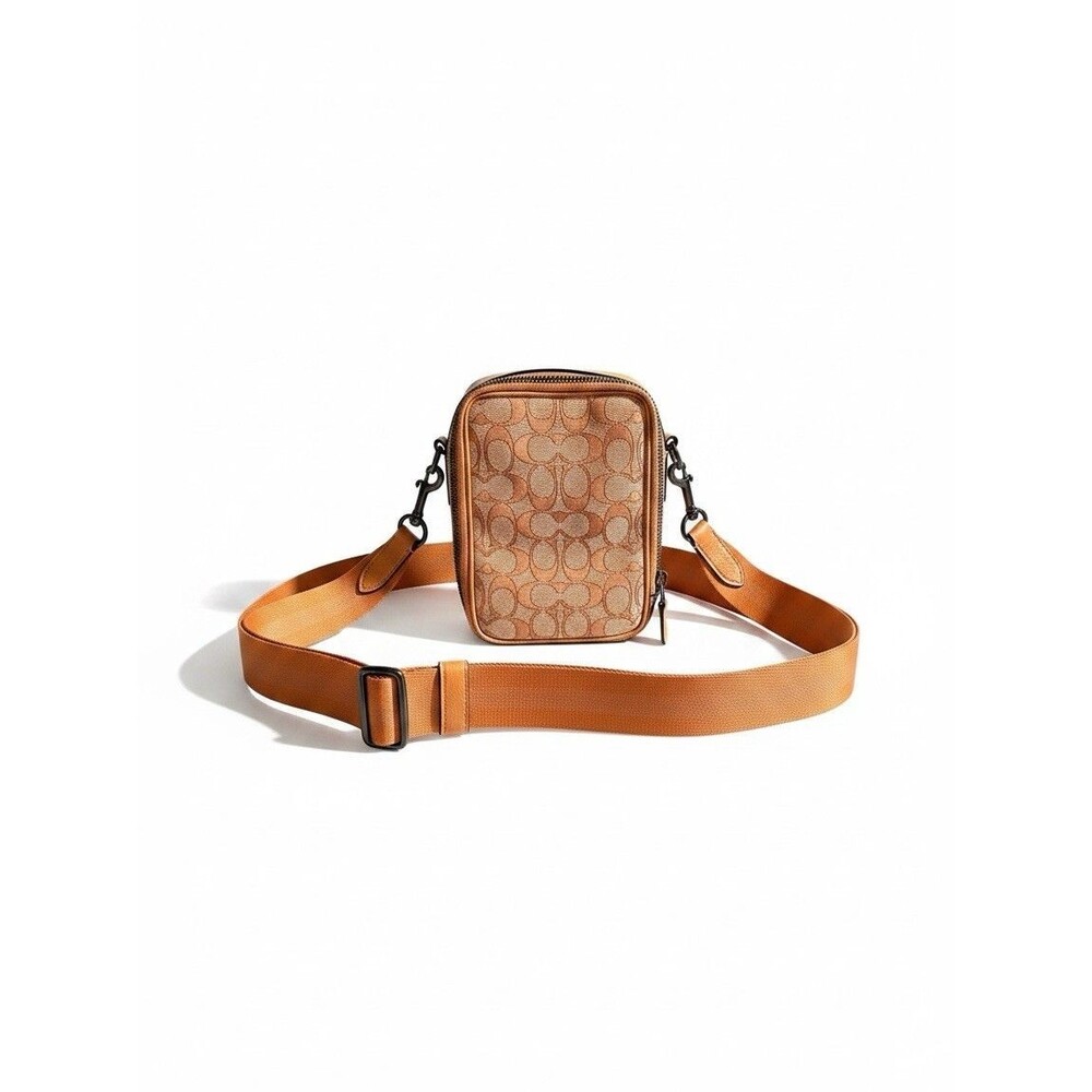 Coach Signature Stanton Crossbody Bag orange canvas & leather